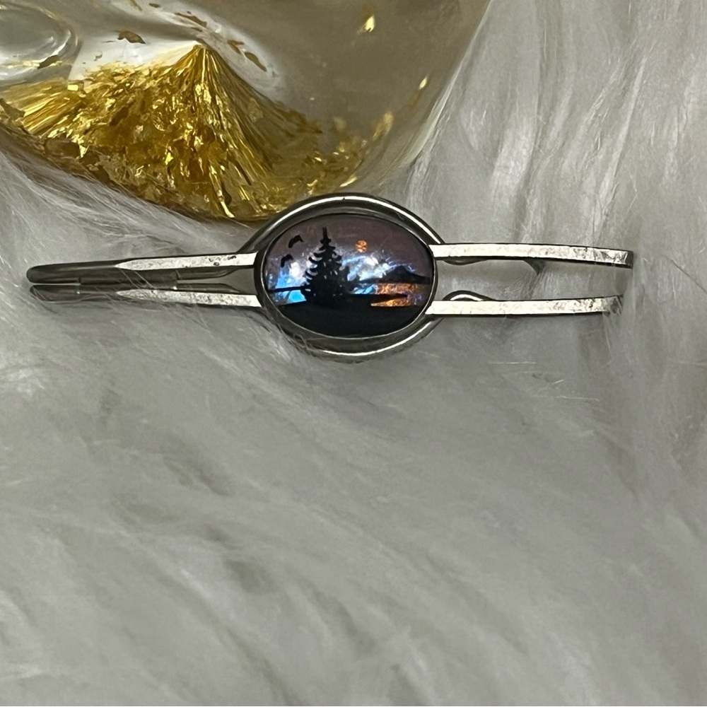 Vintage Butterfly Wing Scene Tie Clip